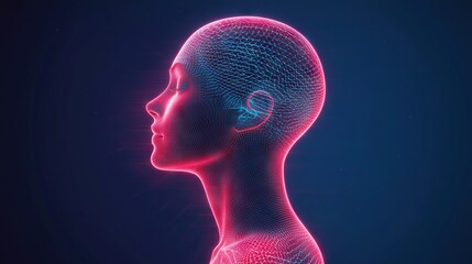 Aufkleber - Dynamic profile visualization of a human form digital space 3d rendering abstract environment side view futuristic concept