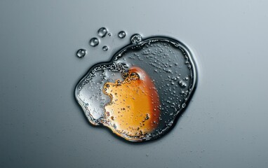 Poster - Amber Droplet on Reflective Gray Surface