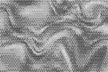 Poster - Wavy bitmap pattern background with pixel. Gradient dotted halftone video dither effect. Vector retro game glitch abstract noise. Grunge vintage wallpaper