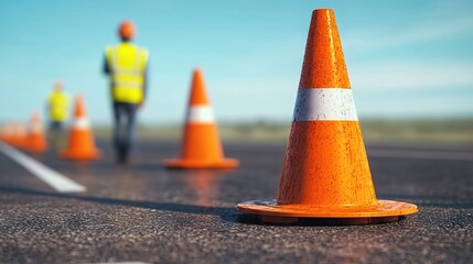traffic management safety procedures construction site visual content outdoor environment close-up v