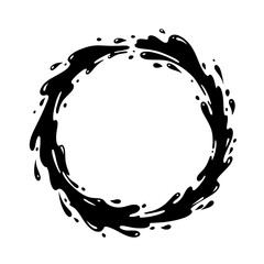 Poster - Ink Ring Illustration: A bold, circular illustration featuring a dynamic ring of black ink splashes, perfect for graphic design elements.