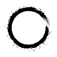 Fototapete - Grunge Black Circle Frame: A bold, hand-painted black circle frame, perfect for adding a touch of grunge aesthetic to your designs. The rough texture and splattered ink create a unique and edgy look.