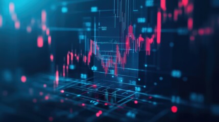 Poster - Abstract digital charts showcasing market trends with bright colors, ideal for finance and technology themes.