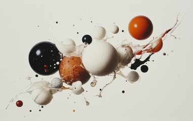 Poster - Abstract Colorful Spheres and Paint Splashes