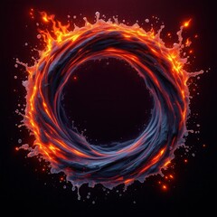 Fototapete - A dynamic circular design featuring swirling water and fiery elements, creating an eye-catching contrast of heat and motion.