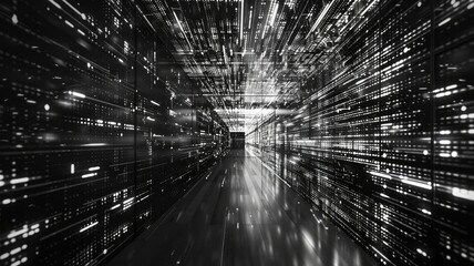 Aufkleber - abstract picture of white particle with digital technology style design with the coding data flow sh