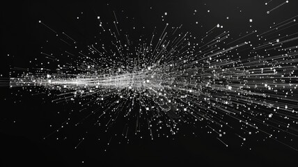 Poster - Abstract picture of white particle with digital technology style design with the coding data flow show dynamic movement represent about programming by programmer or problem solve by encryption. AIG53.