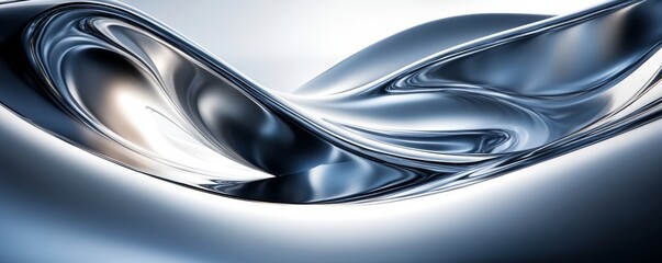 Poster - The description includes an abstract background with wavy grayscale lines and a 3D silver, white, and gray texture