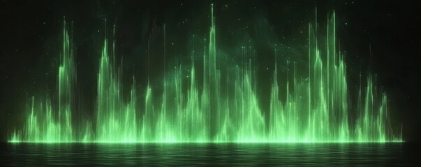 Poster - dark background with glowing nodes and lines of abstract teal network