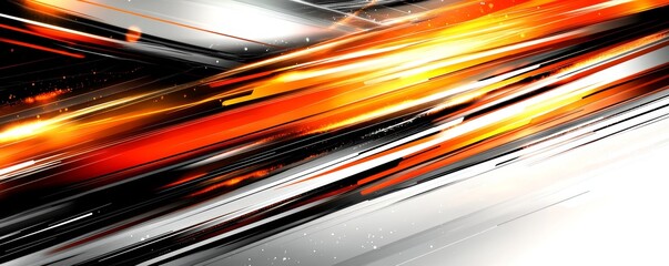 Poster - Vertical stripes in gray, white, black, red, and orange hues define this abstract piece of geometric art