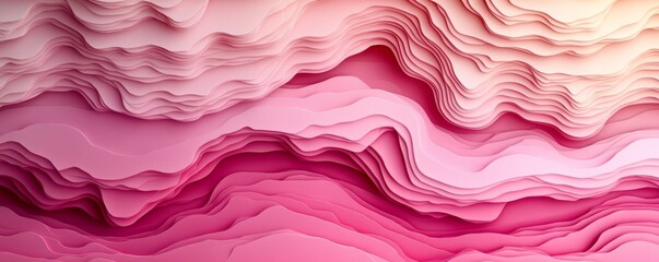 Poster - Crimson Accents on a Geometric Layered Design Featuring Abstract Pink and White