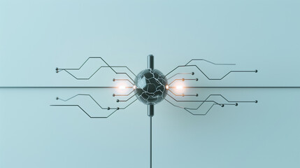 Poster - Digital Orb: Illustrating technological innovation, a mesmerizing image showcasing a digital orb interwoven with intricate circuits, embodying concepts of connectivity and future technology.