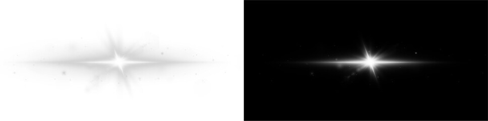 Aufkleber - PNG sparkles and glowing stars. Bright white burst with magical lens flare and glitter overlay. Festive abstract background for celebration or holiday vector design.