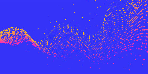 Poster - Futuristic Abstract Background with Dots. Motion Vector Illustration. Futuristic Technology Style