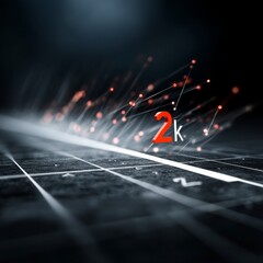 Poster - Abstract 2K Resolution Display with Glowing Data Points and Futuristic Grid Lines, Visualizing Technology