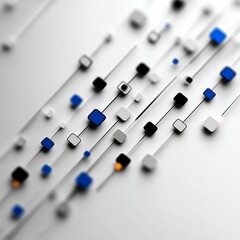 Aufkleber - Abstract Minimalist Composition: Geometric Shapes in Blue, Black and White with Dynamic Lines and Soft Focus