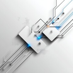 Leinwandbilder - Clean Tech Circuitry: Abstract Digital Network with Interconnected Nodes and Binary Representation