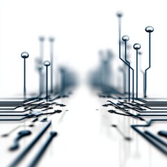 Fototapete - Digital Pathways: An Abstract View of a Circuit Board with a Minimalist, Futuristic Design and Blue Tones