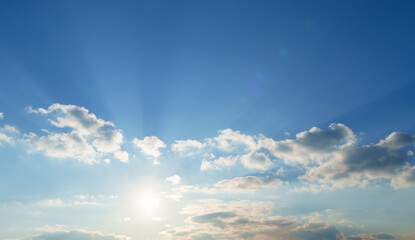 Wall Mural - beautiful blue sky with soft white clouds for abstract background