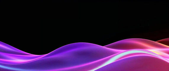 Leinwandbilder - Abstract colorful waves flowing on black background