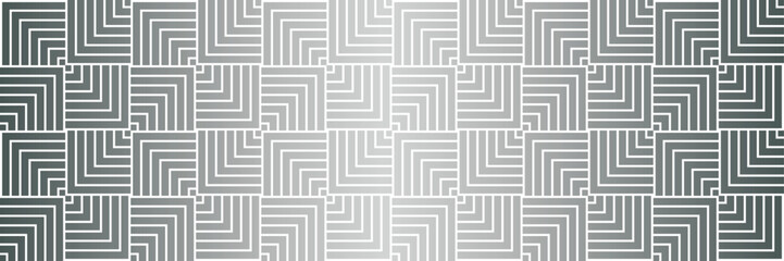 Poster - Silver gradient metallic geometric seamless vector pattern banner, elegant luxury abstract border background design
