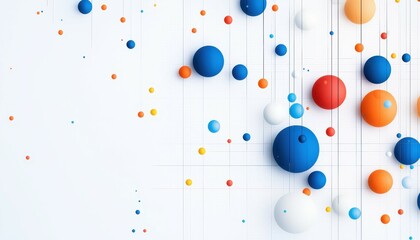 Poster - Colorful abstract composition of spheres on a white background.