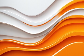 Poster - Abstract waves of orange and white create a vibrant, dynamic design.