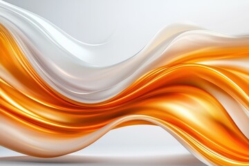 Poster - Abstract flowing waves of orange and white in a dynamic composition.