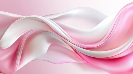 Poster - Soft flowing pink and white fabric waves create a dreamy abstract background.