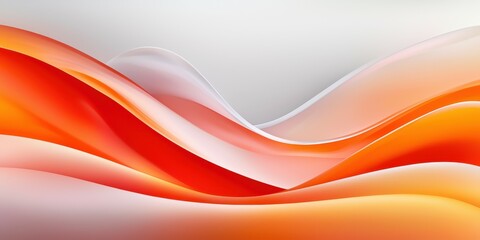 Poster - Flowing abstract waves in vibrant shades of orange and white.