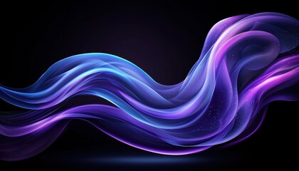 Poster - Abstract flowing waves in vibrant purple and blue hues create a serene atmosphere.