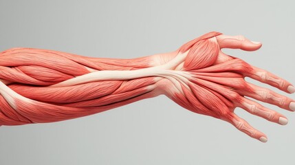 Poster - Human forearm anatomy tendon ligament and muscle concept. Anatomy of a human arm showcasing detailed muscle structure.