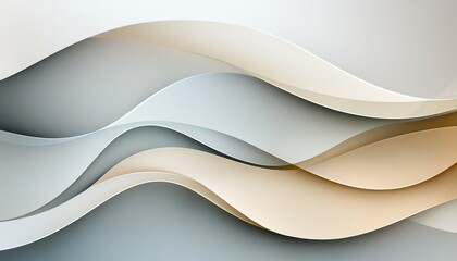Poster - Elegant abstract curves in soft beige and blue tones create a serene atmosphere.