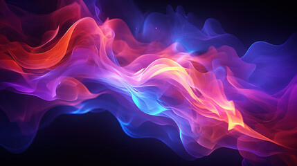 Poster - Dreamlike Abstract Scene with Neon Cloud and Flowing Light Trails