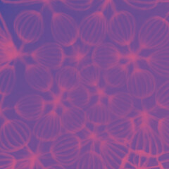 Aufkleber - Illustration of a geometric figure with smooth oval patterns created by thin lines glowing with soft pink light on a blue background. 3d rendering