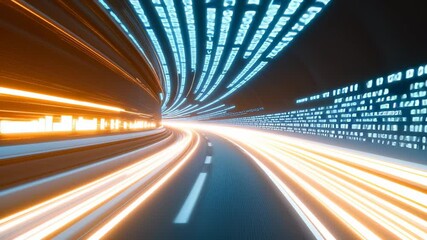 Poster - Futuristic Tunnel with Glowing Light Trails