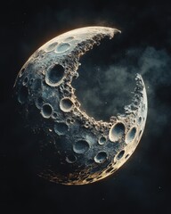 Wall Mural - dramatic lunar landscape with craters and celestial glow a captivating cosmic scene of the moon in d