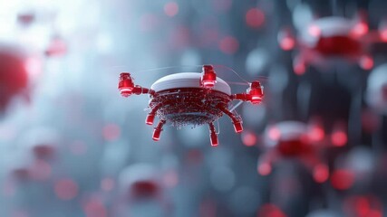 Poster - Microscopic view of futuristic nano robots operating within the human body for advanced medical treatment, illustrating nanotechnology, precision healthcare, and biotechnology innovation.