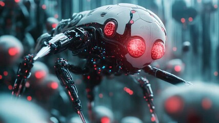 Poster - Microscopic view of futuristic nano robots operating within the human body for advanced medical treatment, illustrating nanotechnology, precision healthcare, and biotechnology innovation.