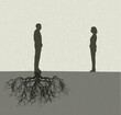 © Westend61 - Illustration of a couple with roots symbolizing stability and growth in relationships