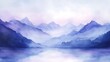 © HPMP Studio - Watercolor Mountain Range Reflection on Lake Water Surface