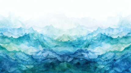 Naklejka na meble Abstract Blue Watercolor Waves Painting with Textured Layers and Gradient Color Variations for Serene Backgrounds