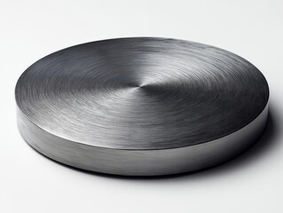 Leinwandbilder - Brushed Metal Disc: Reflective Circular Steel Surface with Elegant Minimalist Design and Modern Texture