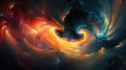 Poster - Vibrant swirling celestial cloudscape with dynamic colors and swirling energy