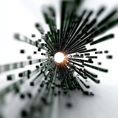 Poster - Abstract Tunnel Vision: A Light at the End with Dark Green Rectangles, An Intriguing Perspective