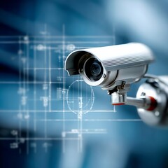Aufkleber - CCTV Security Camera Vigilantly Watches Over a High-Tech Area, Ensuring Protection and Advanced Surveillance Capabilities.