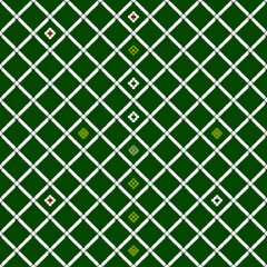 Poster - Forest Green Argyle Pattern with Textured White Grid and Embroidered Inserts, Geometric and Organic