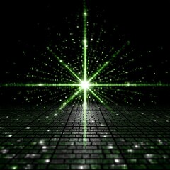 Fototapete - Green Luminous Grid: An Abstract Representation of Digital Networks and Futuristic Technology.