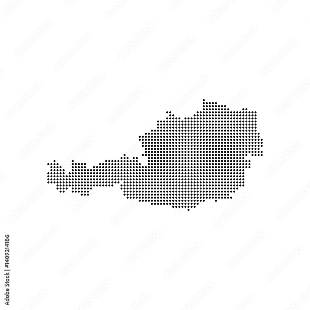 halftone dotted map of austria. black and white vector shape isolated ...