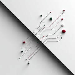 Aufkleber - Minimalist Circuit Board Design with Colorful Nodes and Geometric Partition, Clean Tech Art